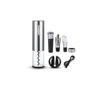 Ouvre-bouteille de vin argent électrique automatique intelligent rechargeable par usb ensemble de coupe-feuille