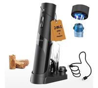 Ouvre-bouteille électrique 7-en-1, coffret cadeau comprenant une pompe à vide, une station de charge, un coupe-capsule, un verseur à vin et 2 bouchons de vin