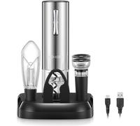 Ouvre-bouteille électrique - Ensemble d'ouvre-bouteilles - Pour ouvrir le vin - Rechargeable - 7 pièces - Argenté
