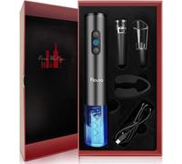 Ouvre-bouteille électrique - Rechargeable - Intégré - Set comprenant : ouvre-bouteille électrique, coupe-capsules, aérateur à vin, bouchon à vin, câble USB, boîte cadeau