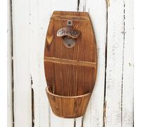 Ouvre-bouteille en bois pour montage mural, style vintage, avec collecteur de capsules