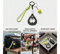 Ouvre-bouteille en forme de raquette de tennis, porte-clés en métal durable de taille de poche avec anneau de clé noirAlliage de titane