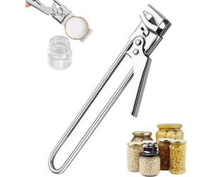 Ouvre-bouteille rotatif - Acier inoxydable - Pour personnes âgées - Conception ergonomique - Pour pots de confiture et couvercles à vis