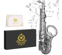 Ouvre-bouteille saxophone unique avec boîte cadeau, cadeau pour pères, Noël, anniversaire, homme, femme, papa, mari, petit ami, décapsuleur sur le thème de la musique, argent