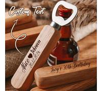 Ouvre-bouteilles en bois gravé personnalisé pour vin et bière, ouvre-bouteille à manche en bois personnalisé, cadeau de mariage, essentiel de cuisine, cadeau de remise des diplômes, fête des pères, pe