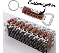 Ouvre-bouteilles en bois gravés personnalisés pour vin et bière, cadeaux de mariage, cadeaux pour le père, cadeaux d'anniversaire, cadeaux de pendaison de crémaillère 1 pièce,5 pièces,20 pièces,10 piè