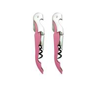 Ouvre-Bouteilles et Tire-Bouchon Professionnel 2PCS pour Bière Champagne Vin, Set Sommelier en Acier au Carbone à Double Levier avec Coupe-Capsule, Qualité Restaurant (Rose)