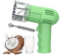 Ouvre-Noix de Coco électrique, opération Automatique à Un Bouton avec Acier Inoxydable 304, sans Fil pour Noix de Coco Jeunes et matures, Maison, Bar à jus, Restaurant, sûr et Facile à Utiliser,Green