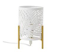 OuXean Lampe de table décorative, trépied doré avec abat-jour en métal blanc, veilleuse pour le lit, la chambre d'enfant, le salon, le dortoir, le bureau, E14 40W, sans ampoule