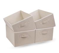 OVAKIA Boîtes de Rangement Pliables en Tissu, Lot de 4 Organiseurs de Tiroir Système de Rangement pour Penderie Vêtements (Beige)