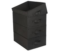 OVAKIA Organiseurs de Tiroir en Tissu, Lot de 4 Boîte de Rangement Vetement Pliables pour Rangement de Penderie, pour Vêtements Pantalons Chaussettes (Noir)