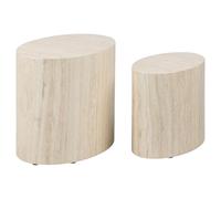OVAL - Set de tables aspect Travertin beige Beige