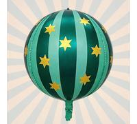 Ovanda Ballons décoratifs d'anniversaire de carnaval - Vert - 55 cm - Ballon en aluminium - Motif cirque - Rayures 4D avec étoiles - Taille XXL - Pour carnaval, décoration de cinéma, décoration de