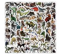 Ovanda Lot de 100 autocollants dinosaures Jurassic Park - En vinyle imperméable - Pour gourdes, scrapbooking, ordinateur portable, skateboard, ordinateur - Pour garçons et filles