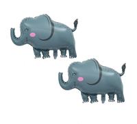 Ovanda Lot de 2 ballons en aluminium éléphant - 84 x 64 cm - Pour décoration d'anniversaire, safari, animaux de la forêt, ballons à l'hélium - Animaux de la jungle