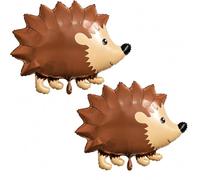 Ovanda Lot de 2 ballons en aluminium hérisson - 55 x 45 cm - Animaux de la forêt - Décoration d'anniversaire - Ballons à l'hélium - Animaux - Ballons marron pour baptême, anniversaire d'enfant et fête