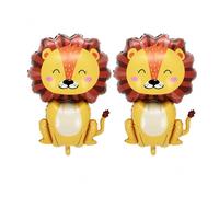 Ovanda Lot de 2 ballons en aluminium motif lion - XXL - Animaux - Ballons à l'hélium - Safari - Décoration de fête - Décoration de fête du zoo - Pour anniversaire d'enfant garçon et fille - Fête