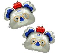 Ovanda Lot de 2 ballons koala XXL en aluminium - Décoration de rentrée scolaire - Ballon animal à l'hélium pour anniversaire d'enfant, rentrée scolaire, décoration d'anniversaire