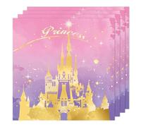 Ovanda Lot de 20 serviettes de table en papier pour décoration d'anniversaire Motif château de princesse, fées, 33 x 33 cm, Rose