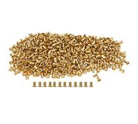OVAQUIXI 500 Pièces Rivets Creux en Laiton Rivets à œillets en Cuivre Vis Attaches avec Bords Arrondis Lisses pour Sacs en Cuir Vêtements Chaussures Chapeaux Bricolage Artisanat (1.5x3x2.5mm)
