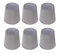 OVAQUIXI 6 Pièces Abat-jour pour Lampadaires Abat-jour en Tissu Gris E14 Style Européen avec Cadre en Fer PVC Diffuseur de Lumière Douce pour Lampes de Table Lustres Chambre Hôtel