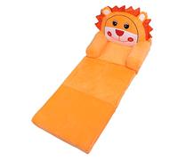 OVAQUIXI Canapé Orange Mignon pour Tout-Petit, canapé Convertible en Tissu Doux pour Tout-Petit, lit Pliable 2 en 1 pour Enfants avec Motif de Lion de Dessin animé, Siège Ouvert Rabattable (3