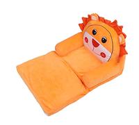 OVAQUIXI Canapé Orange Mignon pour Tout-Petit, canapé Convertible en Tissu Doux pour Tout-Petit, lit Pliable 2 en 1 pour Enfants avec Motif de Lion de Dessin animé, Siège Ouvert Rabattable (2