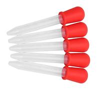 OVAQUIXI Compte-gouttes Liquide en Silicone, 5 Pièces, Conception Facile à Nettoyer pour L'artisanat et la Décoration Alimentaire, Taille 5ml (rouge)
