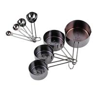 OVAQUIXI Ensemble de Tasses et Cuillères à Mesurer, Ensemble de 8 Tasses à Mesurer en Acier Inoxydable 304 avec Balances Gravées et Boucle Amovible, Outils de Cuisson à Long Manche pour la Cuisine à
