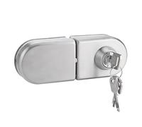 OVAQUIXI Keyed Frameless Glass Door Lock, 10-12mm Tempered | Serrure à clé, noyau en alliage d\'aluminium brossé, salle de bain intérieure ou chambre d\'hôtel, contrôle d\'entrée