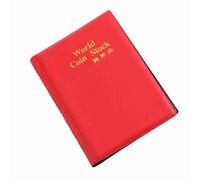 OVAQUIXI Livre de Collection de Pièces de Monnaie, Album de Collection de Pièces de Monnaie, Dossier de Rangement de de du Monde, 120 Pochettes, 10 Pages avec Pages en PVC (Rouge)