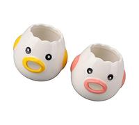 OVAQUIXI Lot de 2 Séparateurs d'œufs en Céramique en Forme de Poulet avec Filtre Blanc en Forme de Dents de Scie Rose Jaune 4 Cm X 6,5 Cm pour les Amateurs de Pâtisserie et de Cuisine à Domicile