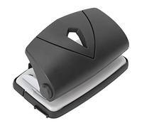 OVAQUIXI Petit Poinçon de Papier en Plastique, Poinçon de Positionnement Réglable avec Lame Tranchante pour Reliure de Papeterie, Temps de 10 Pages, Distance de Trou de 80mm (BLACK)