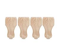 OVAQUIXI Pieds de Table Sculptés en Bois de Caoutchouc, 4 Pièces, avec Gravure Ajourée, 12, 15, 18cm, pour la Décoration de Meubles de Bureau, D'hôtel, de Maison D'hôtes (12 * 6cm)