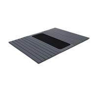 OVAQUIXI Plateau de canapé en Bambou avec Silicone Antidérapant, Table D'accoudoir Flexible pour Boissons Télécommande et Téléphone, 43.51x34.01cm (Gris Clair)