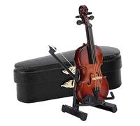 OVAQUIXI Réplique en Bois de Modèle de Violon Miniature avec Support et étui 8 X 3 X 0,8 Cm, Décoration de Bureau Finement Peinte pour les Collectionneurs Amateurs de Musique de Bureau à Domicile