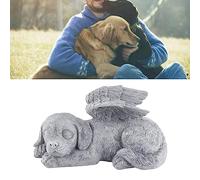 OVAQUIXI Statue Commémorative pour Animaux de Compagnie en Résine, Ange Endormi, Sculptée à la Main, étanche, Résistante au Soleil, Sculpture Commémorative pour Marqueur Funéraire, Jardin, Maison,