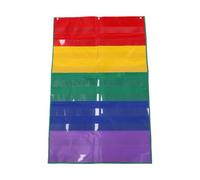 OVAQUIXI Tableau de Poche Standard 28x42 Pouces, 10 Pochettes | Tableau de Poche Pédagogique Mural, Tissu Oxford 600D, Pochettes Transparentes en PVC, pour Cartes de Mots en Classe