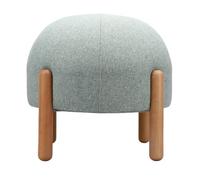 OVAQUIXI Tabouret Repose-Pieds Rond, Bois Massif et Lin en Coton, Motif Champignon Mignon pour Salon, Chambre à Coucher, Bureau, Entrée (Green)