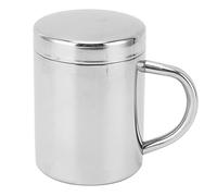 OVAQUIXI Tasse de Voyage en Acier Inoxydable 304, Tasse à café Isolée à Double Paroi avec Couvercle et Poignée Ergonomique, Intérieur brossé Finition Miroir, Portable pour Voyage, Camping, Boissons