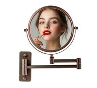 OVENTE Miroir de Maquillage Mural de 17,8 cm avec grossissement x1/7x, Miroir de Salle de Bain Rond grossissant Double Face, Design pivotant à 360°, Bras Extensible et Pliable, Bronze Antique