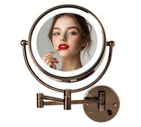 Ovente Miroir de maquillage mural grossissant 1x/7x 21,6 cm Laiton aspect ancien