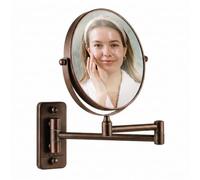 OVENTE MNLFW70ABZ1X7X Miroir de Maquillage Mural grossissement 1/7x Double Face Rond Design Rotatif à 360° Bras Extensible et Pliable 17,8 cm Bronze Antique