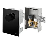 Oventrop température de retour Unibox 1022771 verre véritable noir, avec vanne, thermostat et limiteur de température de retour