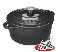 Overmont Cocotte Ronde en Fonte Émaillée 28 cm 6,6 L,Gris Graphite Dégradé
