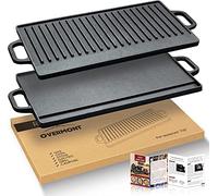 OVERMONT Poêle Grill Réversible en Fonte avec Poignées pour Cuisinière à Gaz