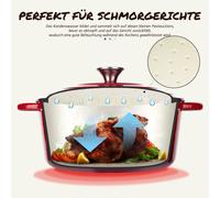Overmont Schmortopf, cocotte en fonte de 26 cm - Plat de cuisson émaillé avec couvercle, adapté au four