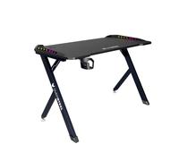 Oversteel - Vitallium Gaming Table 120x60x75 cm, éclairage LED RGB, surface en fibre de carbone, ergonomique, support pour casques et tasses, bureau d'ordinateur, noir