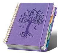 Ovesmusl Cahier à spirales 5 sujets, couverture rigide, 21,6 x 27,9 cm | 300 pages lignées sur papier 100 g/m², avec 5 séparateurs amovibles, porte-stylo latéral, fermeture élastique et poche