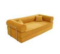 Oviala Canapé compressé Convertible 2 Places en Tissu modulable 204 cm Jaune - Wendy